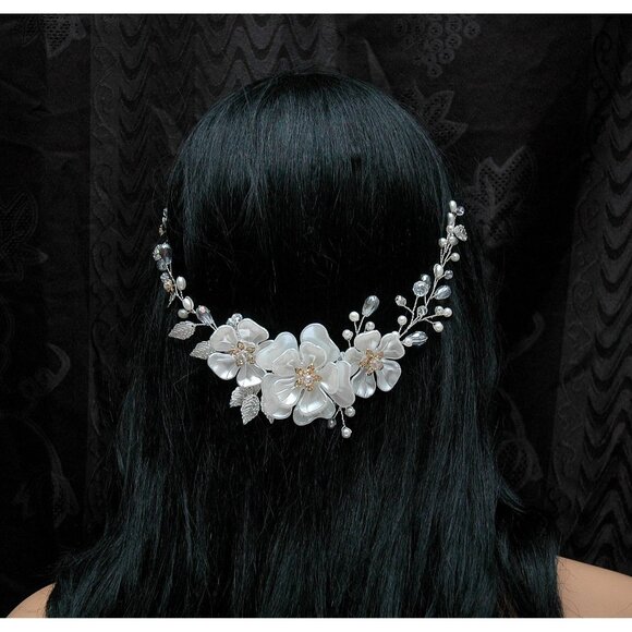 Bridal Headpiece Flower Hair Vine Wedding Headband Tiara main image 6